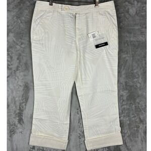 Calvin Klein Jeans Womens 8 White Tropical Palm Leaf Cropped Capri Pants WP25D05